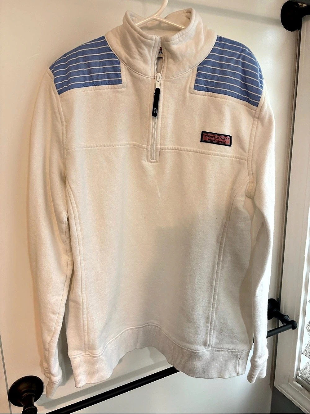 vineyard vines Striped Shoulder Shep Shirt White & Blue XXS